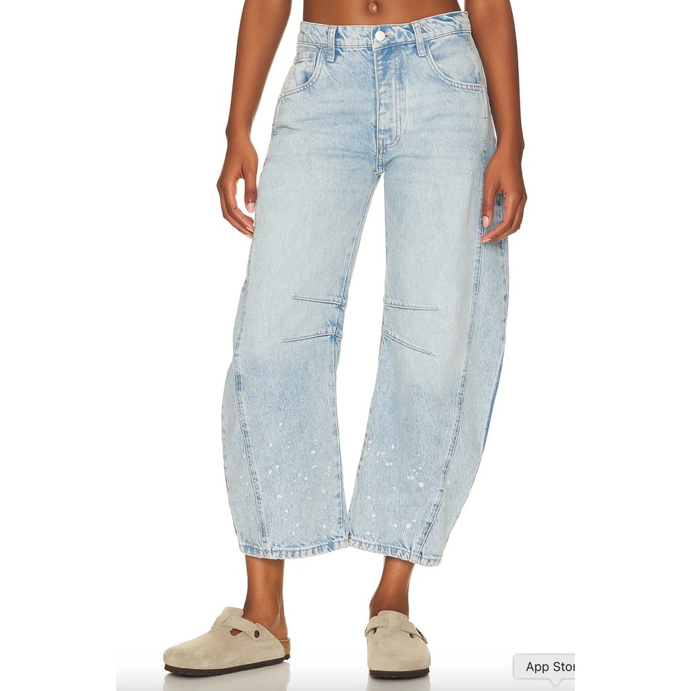 WE THE FREE x FREE PEOPLE Good Luck Mid Rise Barrel Jean in Aegean
